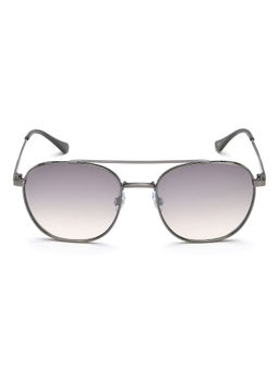 IDEE - White Mirror Smoke Gradient Lens Square Sunglass Full Rim Shiny Dark Gun Frame (54)