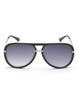 IDEE - Smoke Gradient Lens Pilot Sunglass Full Rim Shiny Black Shiny Silver Frame (58)