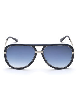 IDEE - Blue Gradient Lens Pilot Sunglass Full Rim Shiny Blue Shiny Silver Frame (58)