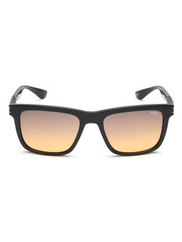 IDEE - Smoke To Brown Gradient Lens Square Sunglass Full Rim Shiny Black Frame (54)