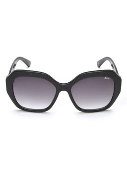 IDEE - Smoke Gradient Lens Square Sunglass Full Rim Shiny Black Frame (56)