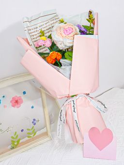 Ekhasa - Handmade Pink Rose Crochet Bouquet- Handmade Woolen Flowers for Gifting