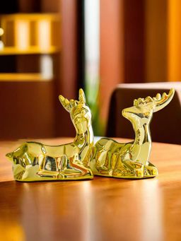 Ekhasa - Deer Showpieces for Home Decor Cute Decorative Items for Living Room & Office