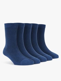 Cantabil - Mens Blue Crew Length Stripes Casual Socks (Pack of 5)