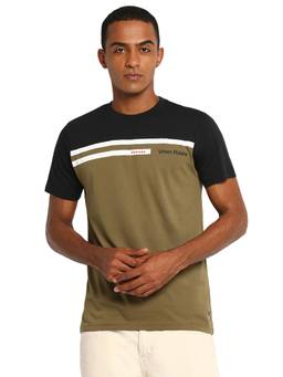 Lee - Men Olive & Black Cut & Sew Slim Fit T-shirt