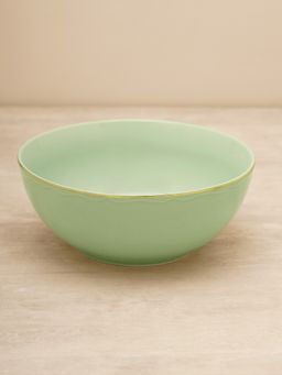Pure Home + Living - Green Porcelain Serving Bowl with Gold Rim