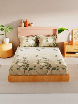 BIANCA - Bamboo Micro Bedsheet with 2 Pillow Covers Floral Light Grey (King)