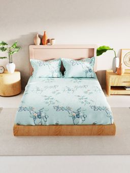 BIANCA - Bamboo Micro Bedsheet with 2 Pillow Covers Floral Powder Blue (King)