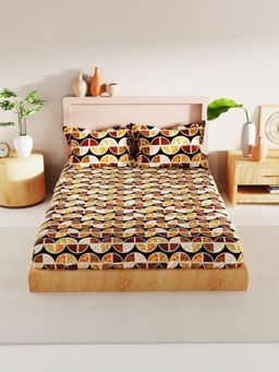 BIANCA - Bamboo Micro Bedsheet with 2 Pillow Covers Floral Brown Multi (King)