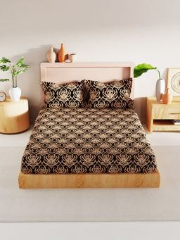 BIANCA - Bamboo Micro Bedsheet with 2 Pillow Covers Floral Coffee (King)
