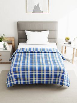 BIANCA - Cotton Fabric Comforter for All Weather Checks Blue (Single)