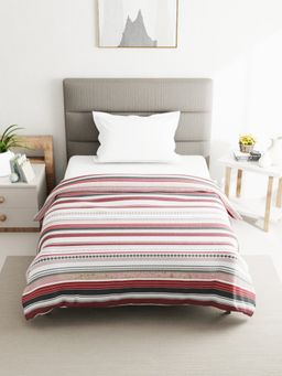 BIANCA - Cotton Fabric Comforter for All Weather Stripe Red Black (Single)