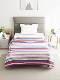 BIANCA - Cotton Fabric Comforter for All Weather Stripe Blue Orange (Single)