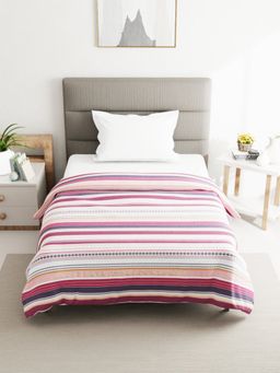 BIANCA - Cotton Fabric Comforter for All Weather Stripe Cherry Plum (Single)
