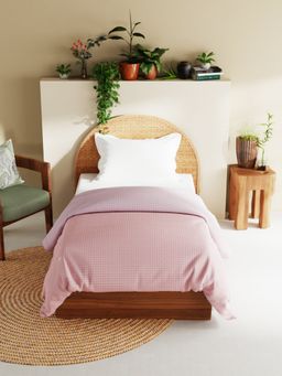 BIANCA - Cotton Fabric Reversible Comforter for All Weather Checks Peach Purple (Single)