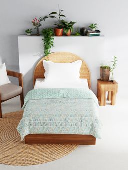 BIANCA - Muslin Cotton Dohar with Pure Cotton Flannel Filling Geometric Blue Green (Single)