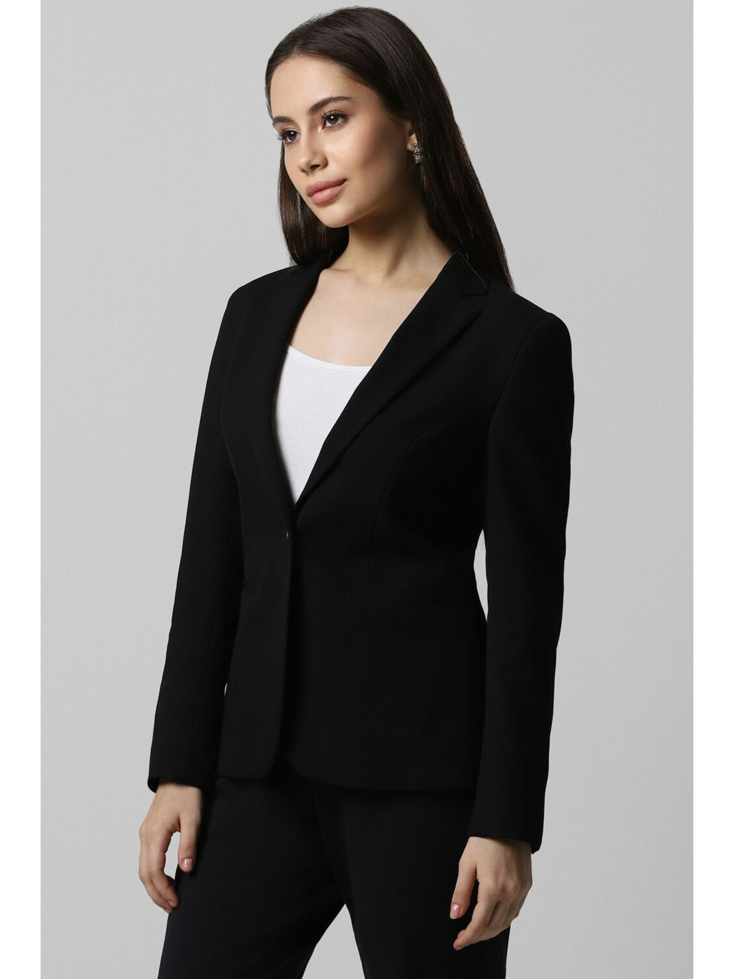 van heusen Women Black Solid Blazer-picture-14