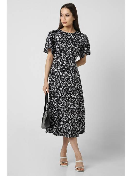 van heusen ladies dresses Buy Women Black Print Dress Online category-womens-dresses-dresses