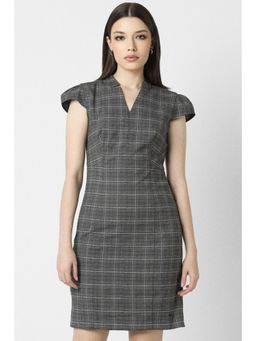 Van Heusen - Women Grey Check Formal Dress