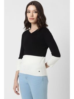 Van Heusen - Women Black Patterned Formal V-Neck Top