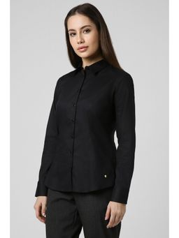 Van Heusen - Women Black Solid Long Sleeves Formal Shirt