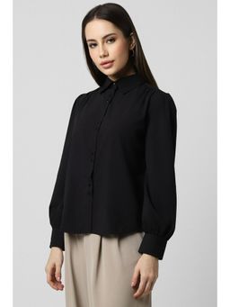 Van Heusen - Women Black Solid Long Sleeves Formal Shirt