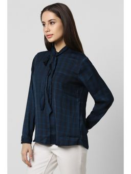 Van Heusen - Women Navy Check Long Sleeves Formal Shirt