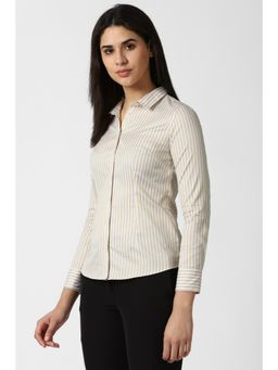 Van Heusen - Women Cream Stripe Long Sleeves Shirt