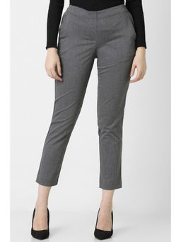 Van Heusen - Women Grey Solid Formal Regular Fit Trousers