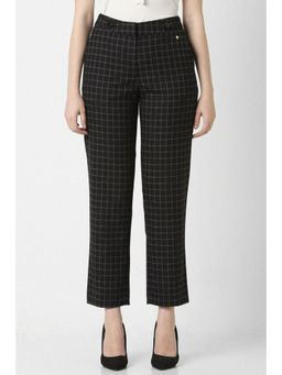Van Heusen - Women Black Check Formal Regular Fit Trousers