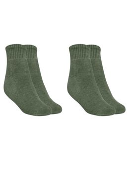 MUKHAKSH - Men Winter Olive Green Ankle Socks (Pack of 2)