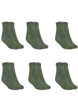 MUKHAKSH - Men Winter Olive Green Ankle Socks (Pack of 6)