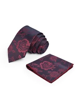 CAZZANO - Men Floral Skinny Tie With Pocket Square