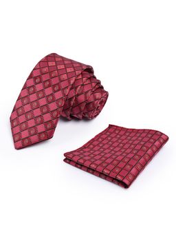 CAZZANO - Men Checkered Skinny Tie With Pocket Square