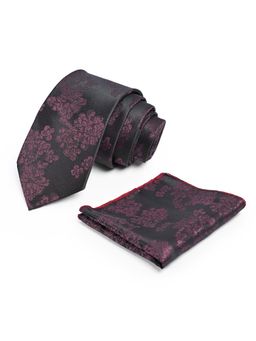 CAZZANO - Men Floral Skinny Tie With Pocket Square