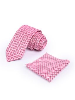 CAZZANO - Men Checkered Skinny Tie With Pocket Square