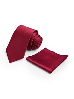 CAZZANO - Men Solid Skinny Tie With Pocket Square