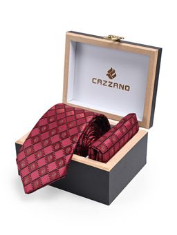 CAZZANO - Men Checkered Skinny Tie With Pocket Square