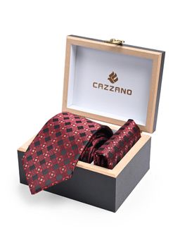 CAZZANO - Men Checkered Skinny Tie With Pocket Square