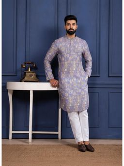 Gahan - Lavender Cotton Digitally Indian Art Printed Kurta with Pyjama