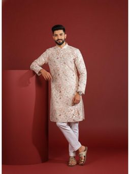 Gahan - Beige Cotton Digitally Indian Art Printed Kurta with Pyjama
