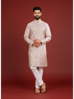 Gahan - Lavender Cotton Digitally Indian Art Printed and Embellished Kurta with Pyjama