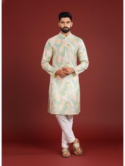 Gahan - Multi-Color Cotton Digitally Indian Art Printed and Embellished Kurta with Pyjama