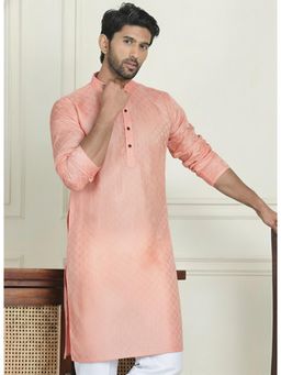 Gahan - Mens Pink Art Silk Embroidered Kurta with Pyjama