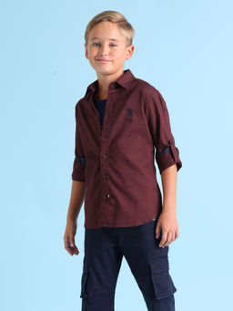 U.S. POLO ASSN. - Burgundy Boys Brand Print Shirt