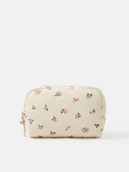 Accessorize London - Womens Cream Floral Print Make Up Bag
