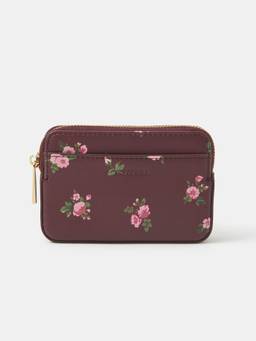 Accessorize London - Womens Burgundy Floral Print Coin Purse