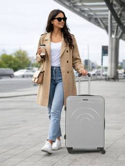 Teakwood - Unisex Hard Shell,Polypropylene Suitcase,360 Degree Spinner Wheels,Trolley Bag (M)