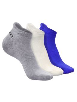 Heelium - Bamboo Ankle Socks-FreeSize UK7-11,3 Pairs,LGrey,White,RBlue,Anti dour (Pack of 3)