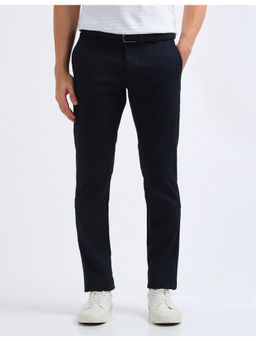 Arrow Sports - Blue Men Dobby Weave Solid Straight Slim Fit Trouser